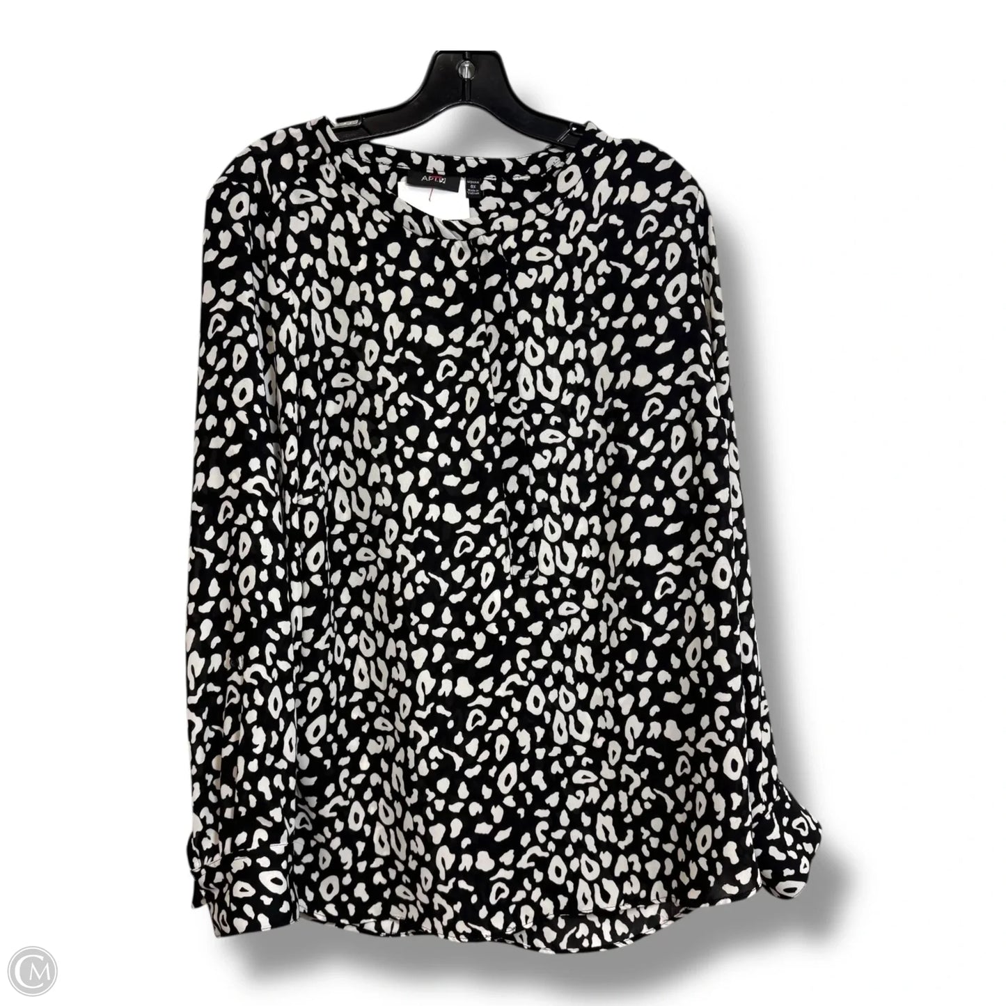 Top Long Sleeve By Apt 9 In Black & White, Size: Xxl