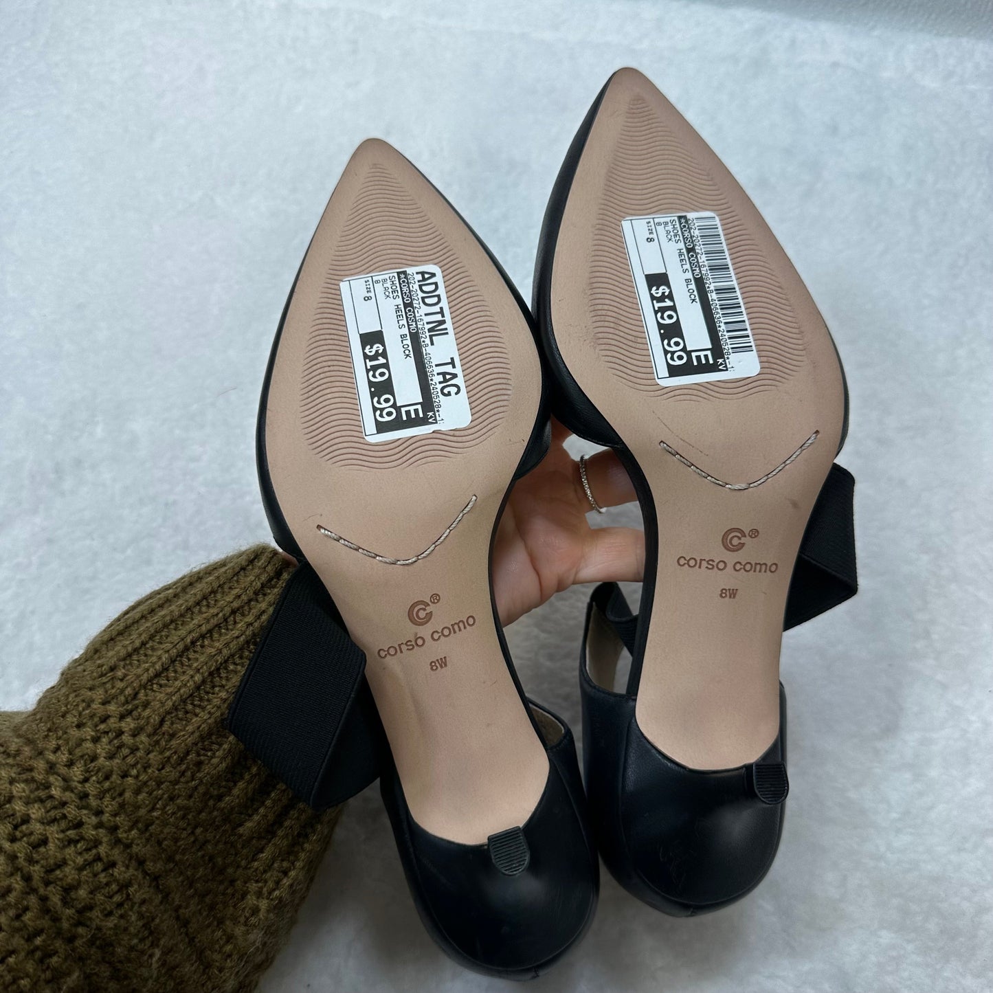 Black Shoes Heels Block Corso Cosmo, Size 8