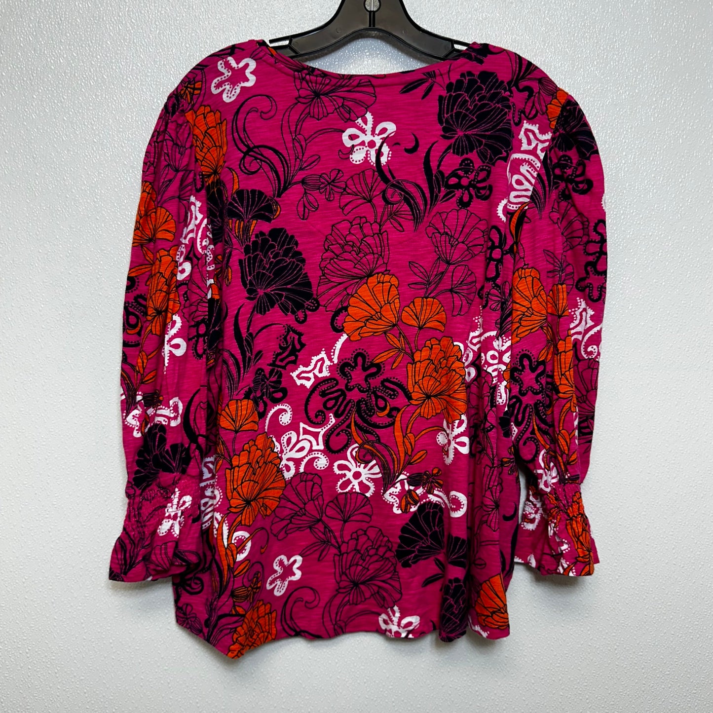 Top 3/4 Sleeve Basic By Chicos O In Print, Size: Xxl