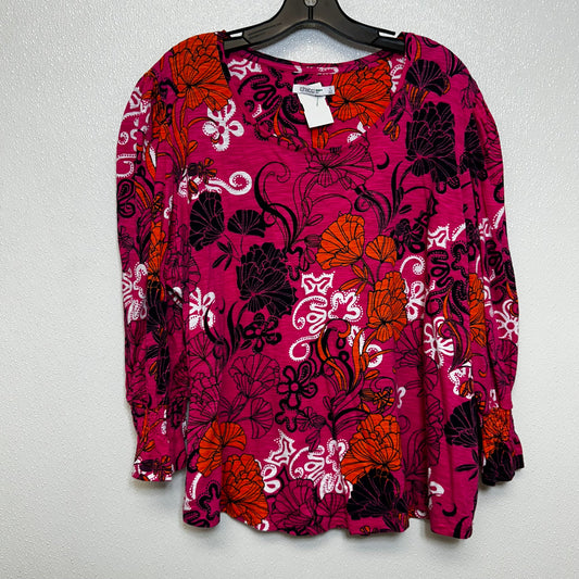 Top 3/4 Sleeve Basic By Chicos O In Print, Size: Xxl