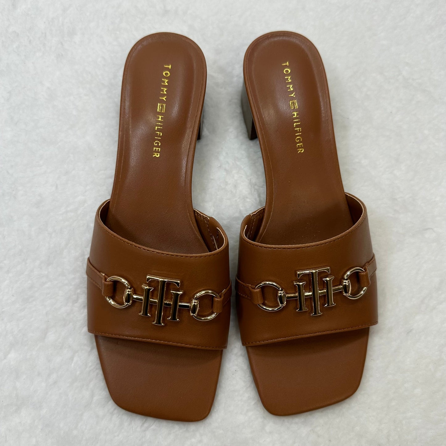 Camel Sandals Heels Block Tommy Hilfiger O, Size 8.5