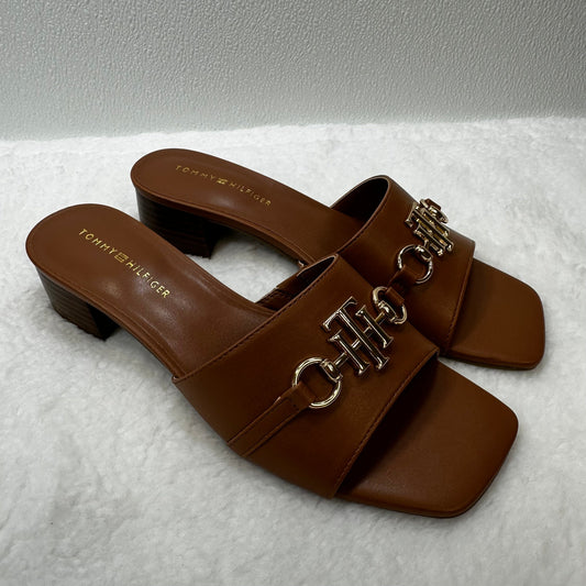 Camel Sandals Heels Block Tommy Hilfiger O, Size 8.5