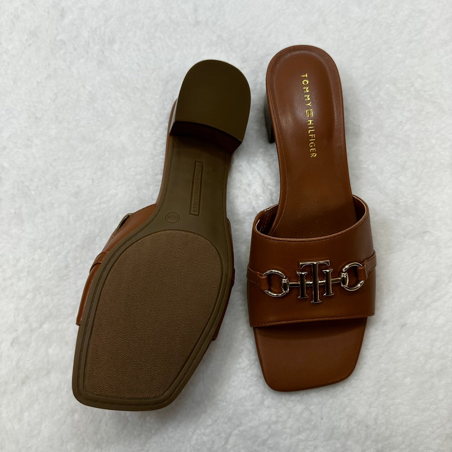 Camel Sandals Heels Block Tommy Hilfiger O, Size 8.5