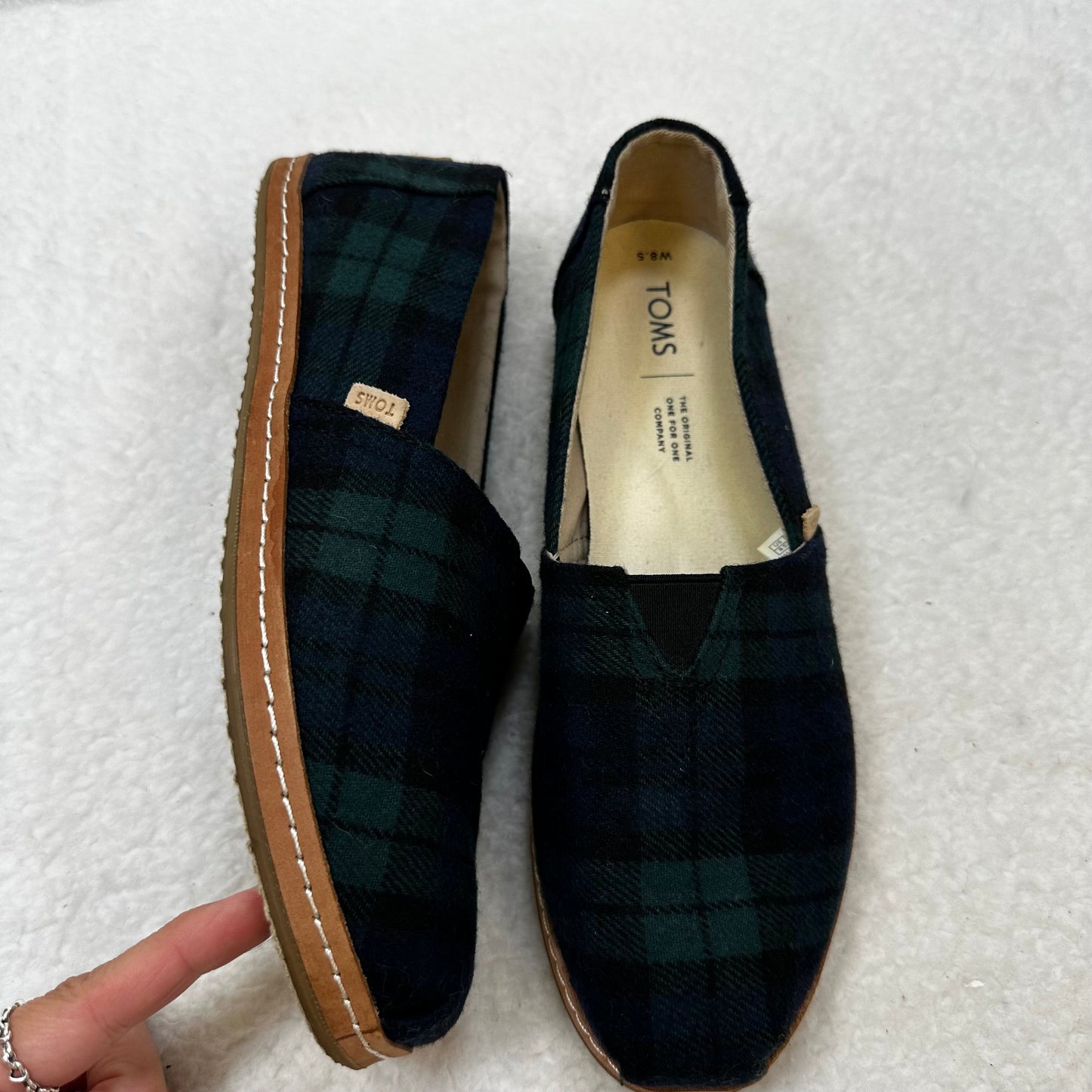 Plaid Shoes Flats Loafer Oxford Toms, Size 8.5