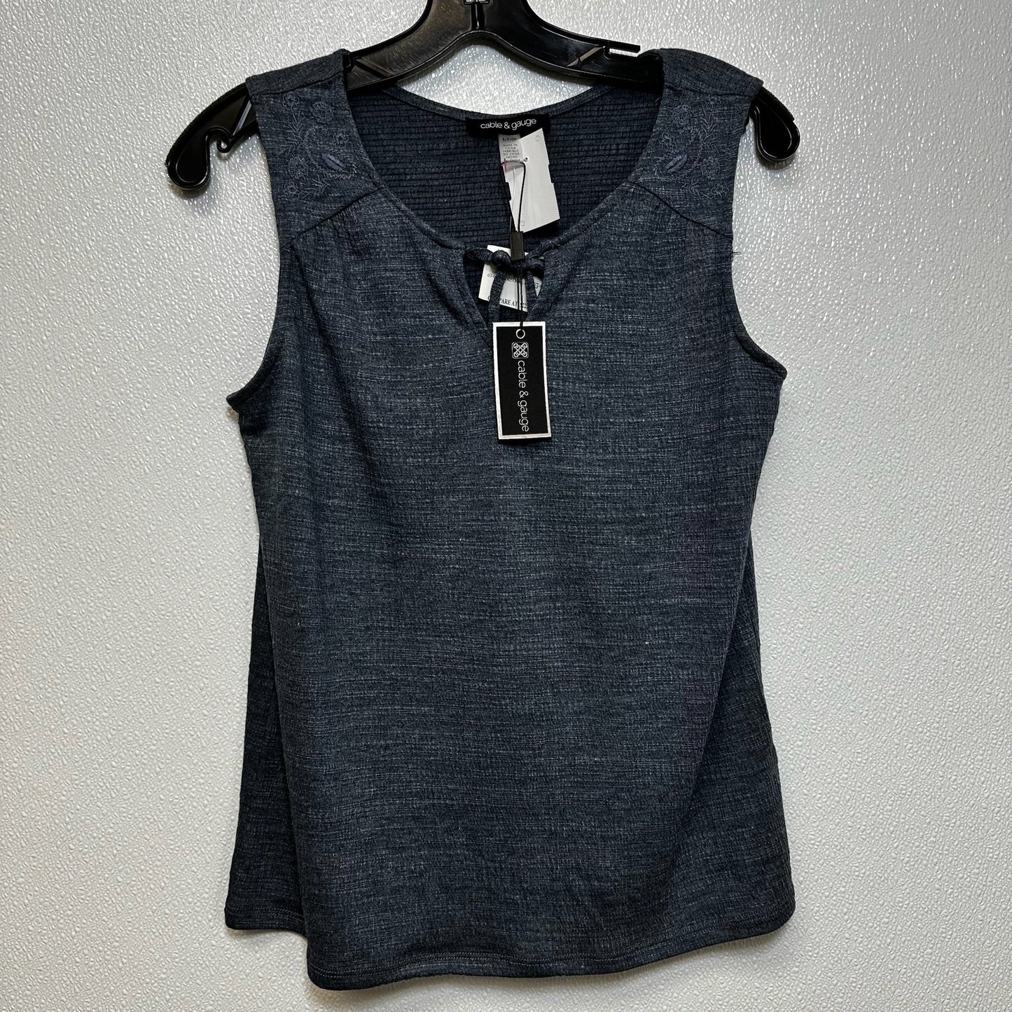 Blue Top Sleeveless Cable And Gauge, Size S