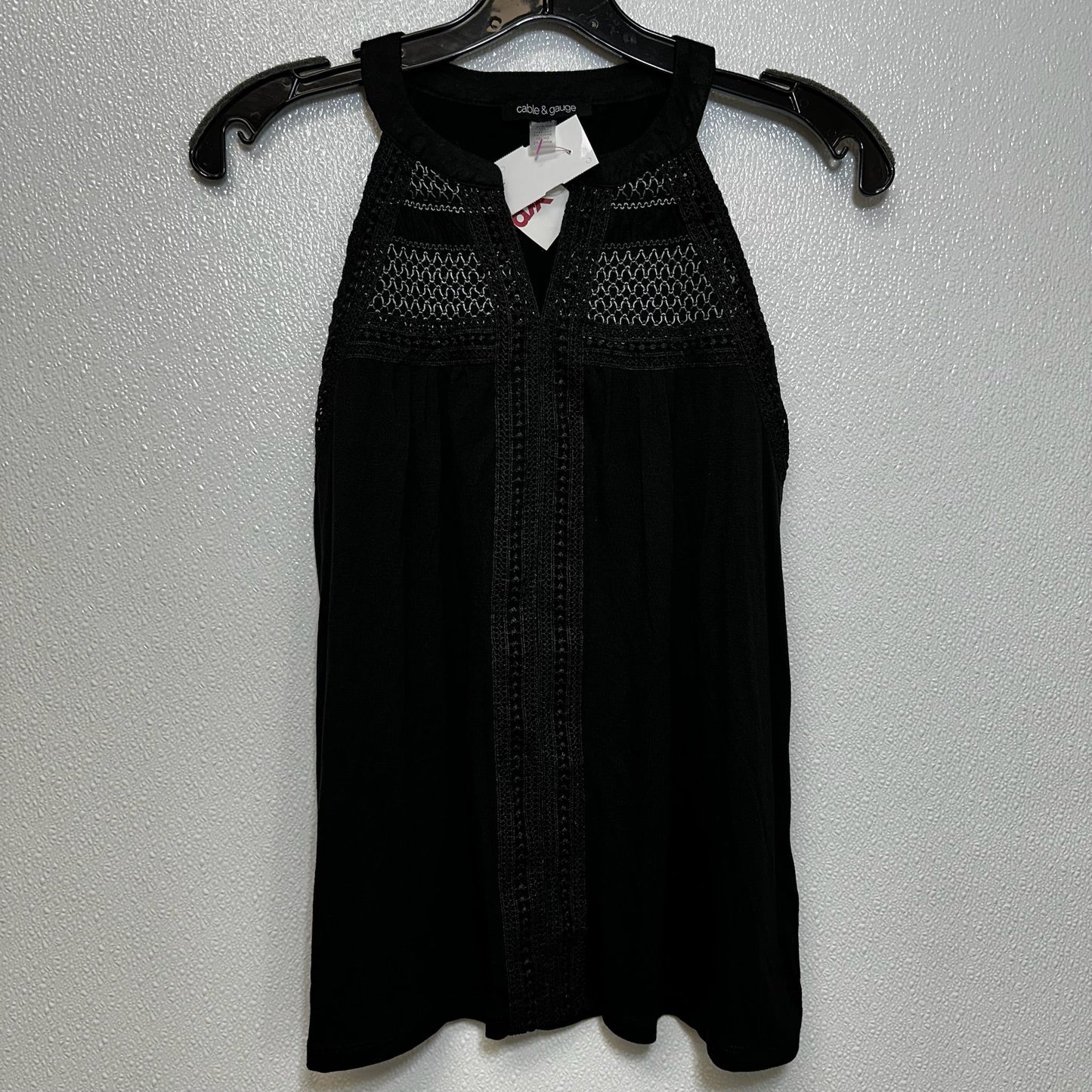 Black Top Sleeveless Cable And Gauge, Size S