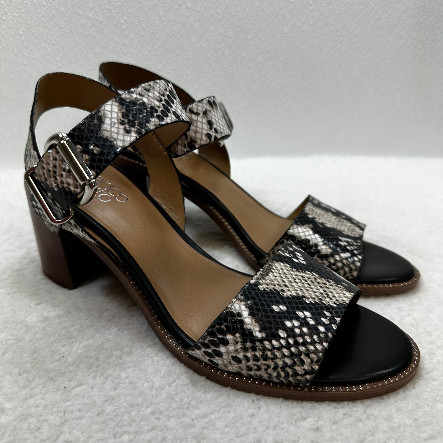 Snakeskin Print Shoes Heels Block Franco Sarto, Size 9