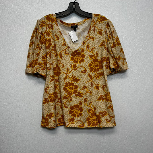 Top Short Sleeve By Ann Taylor O In Mustard, Size: L