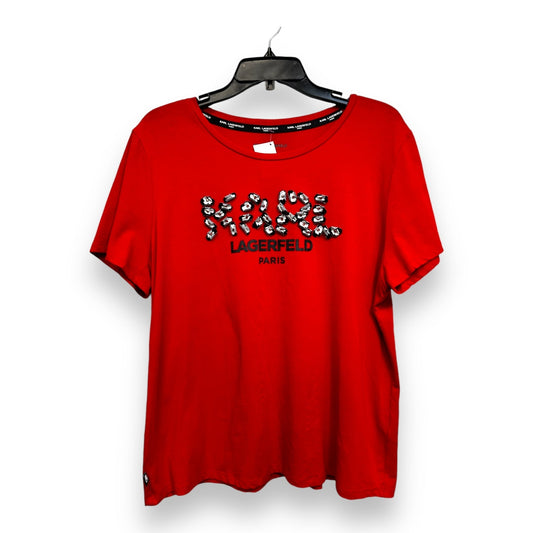 Top Short Sleeve Basic By Karl Lagerfeld In Red, Size: Xl