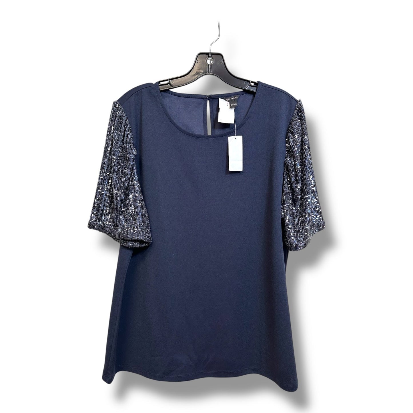 Top Short Sleeve By Ann Taylor O In Sparkles, Size: Xl