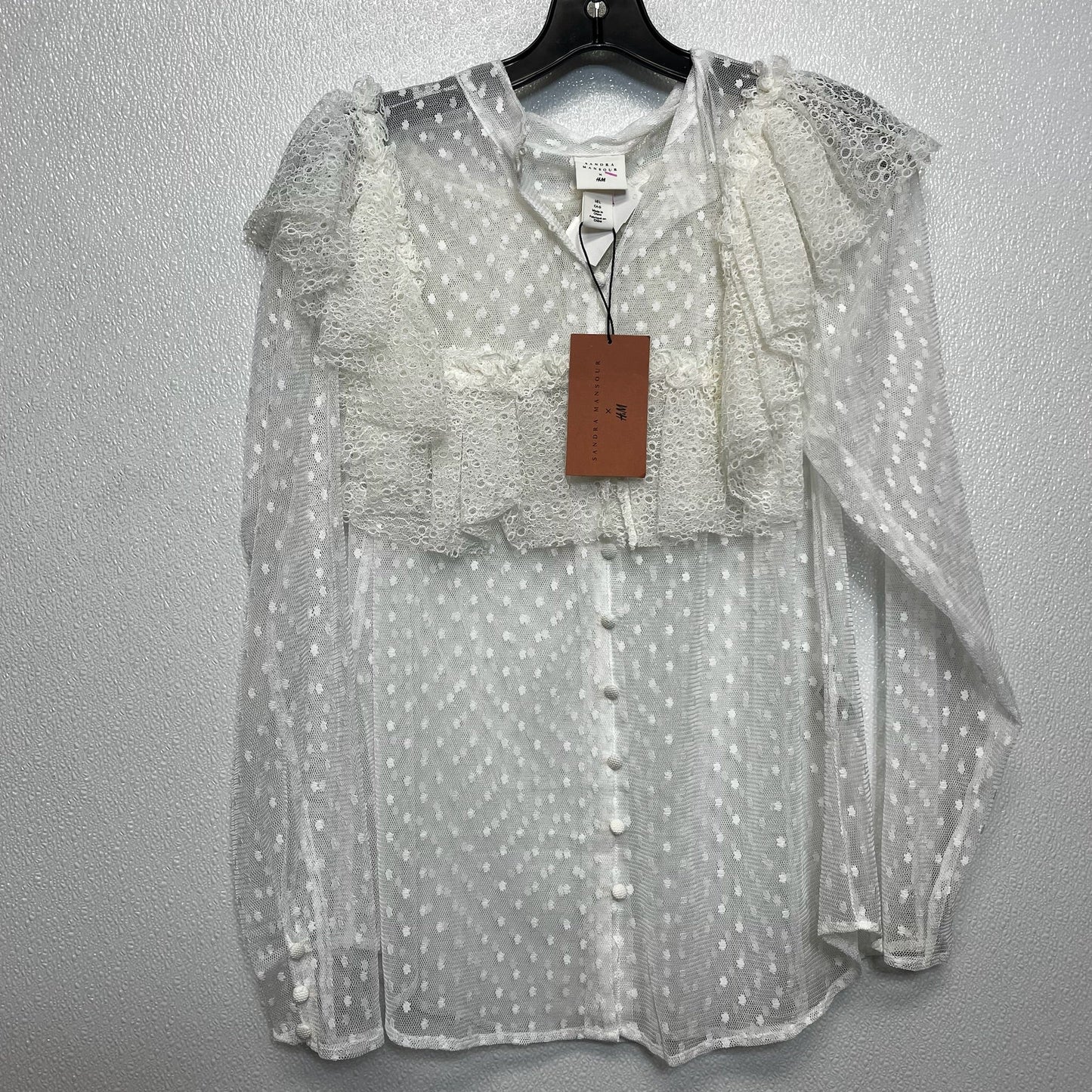 Blouse Long Sleeve By H&m In White, Size: L