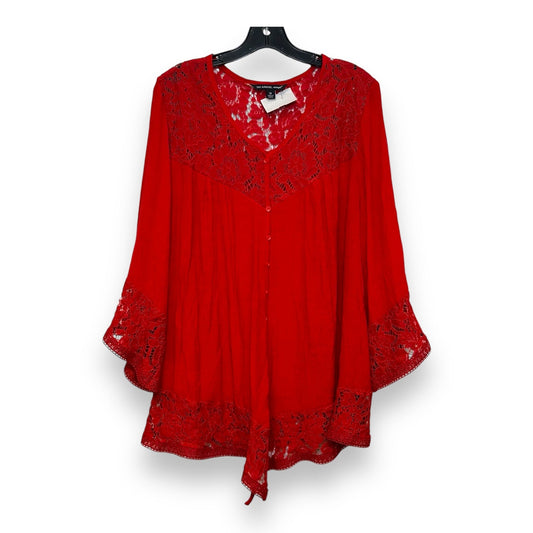 Top 3/4 Sleeve Basic By Zac And Rachel In Red, Size: 2x