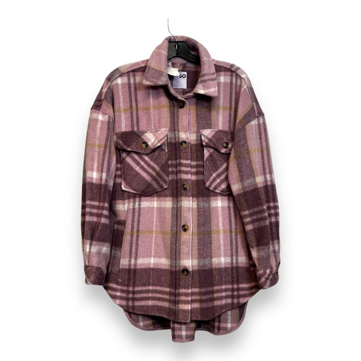 Jacket Shirt By So In Plaid Pattern, Size: S