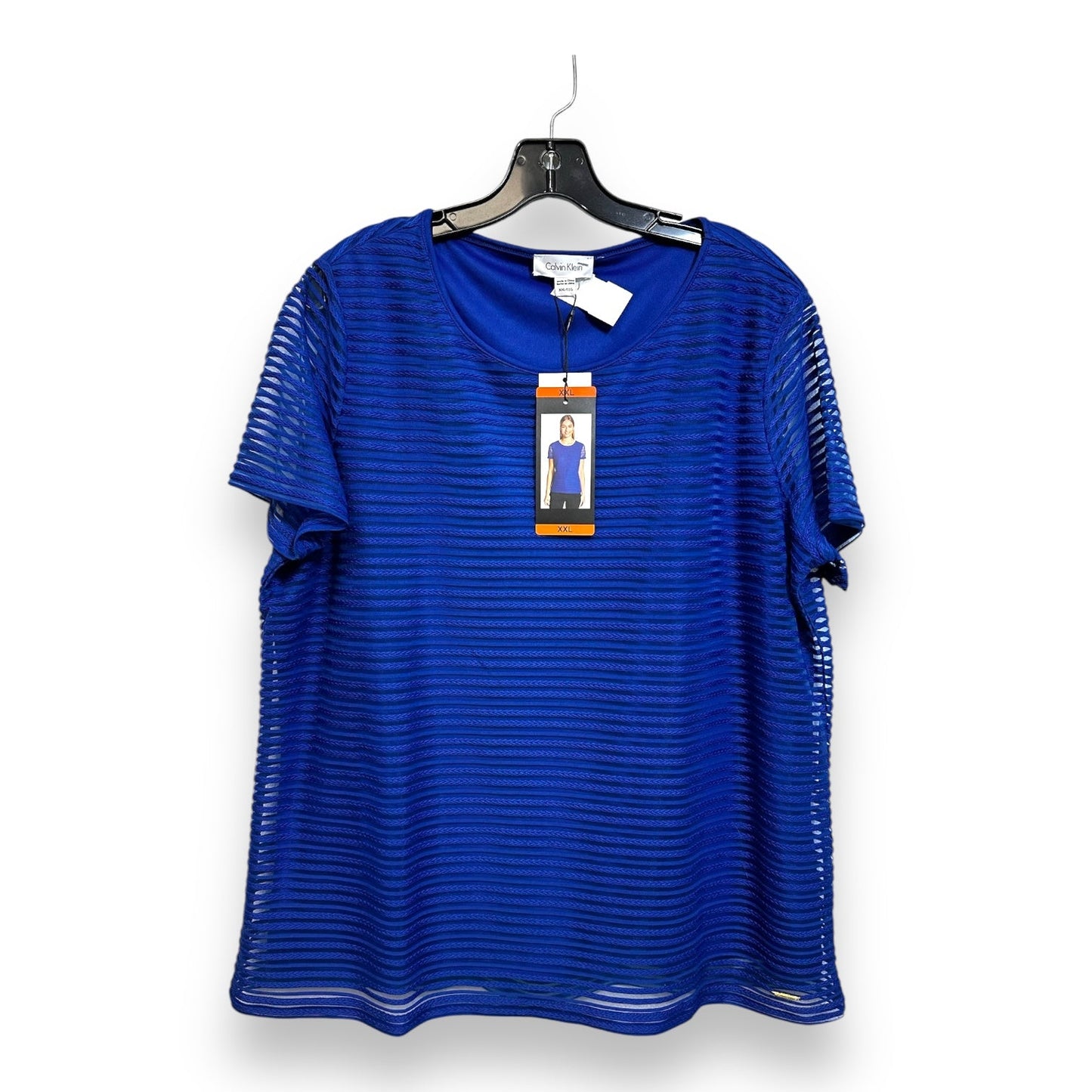 Top Short Sleeve By Calvin Klein In Blue, Size: Xxl