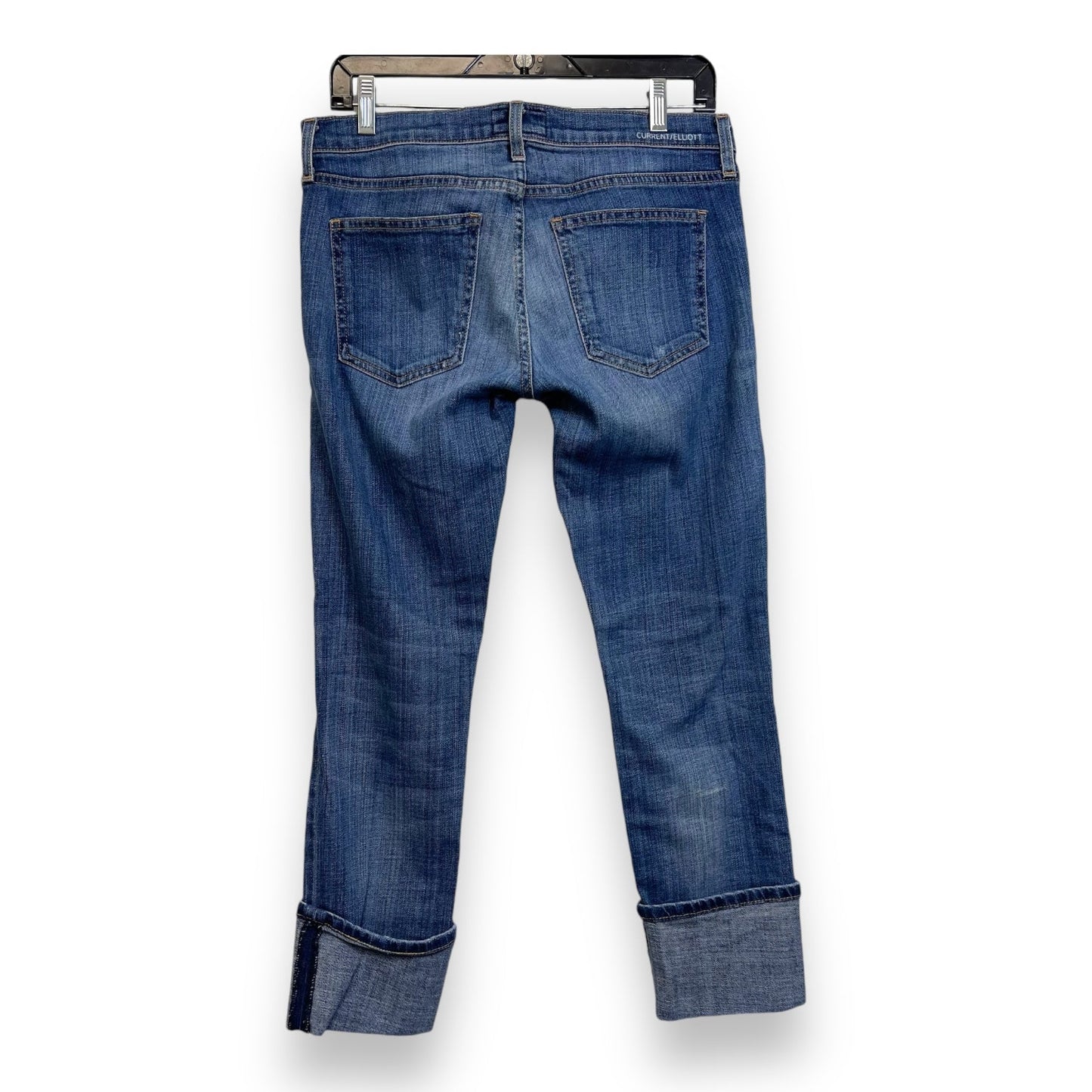 Jeans Straight By Current Elliott In Blue Denim, Size: 6