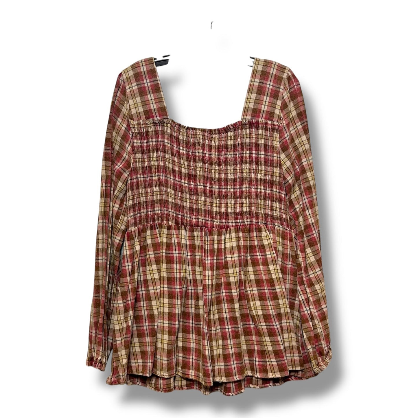 Top Long Sleeve By Oddi In Plaid Pattern, Size: 1x