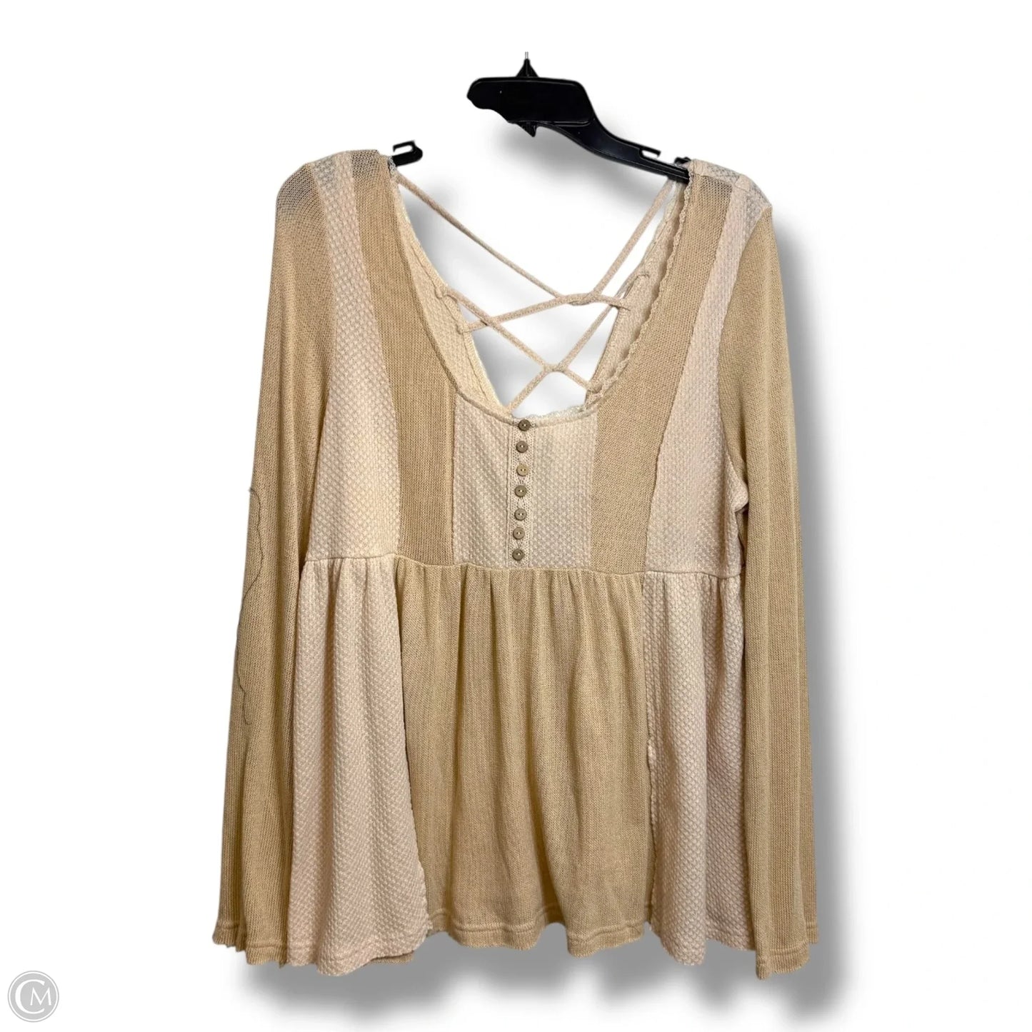 Top Long Sleeve By Cme In Ivory, Size: L