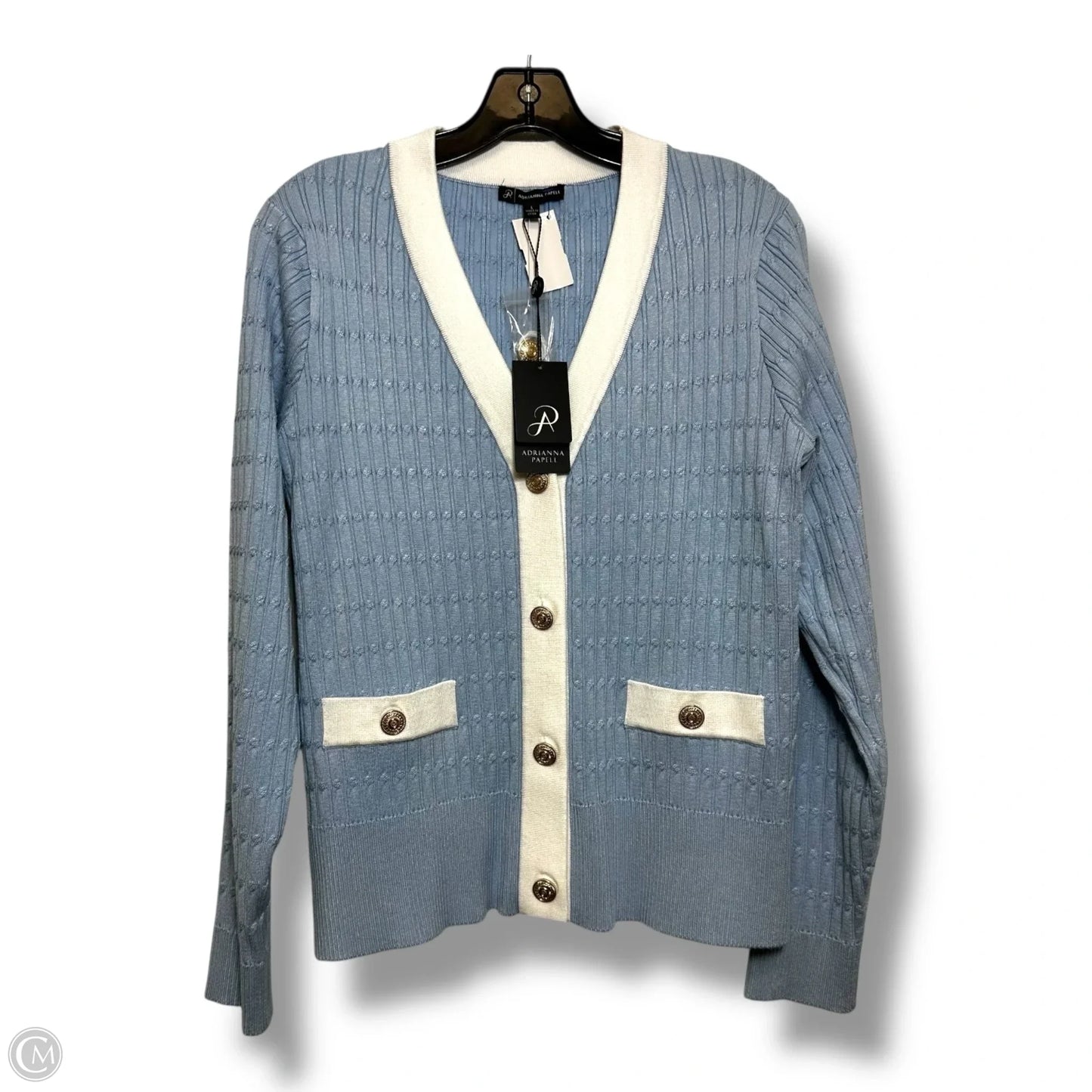 Cardigan By Adrianna Papell In Blue, Size: L