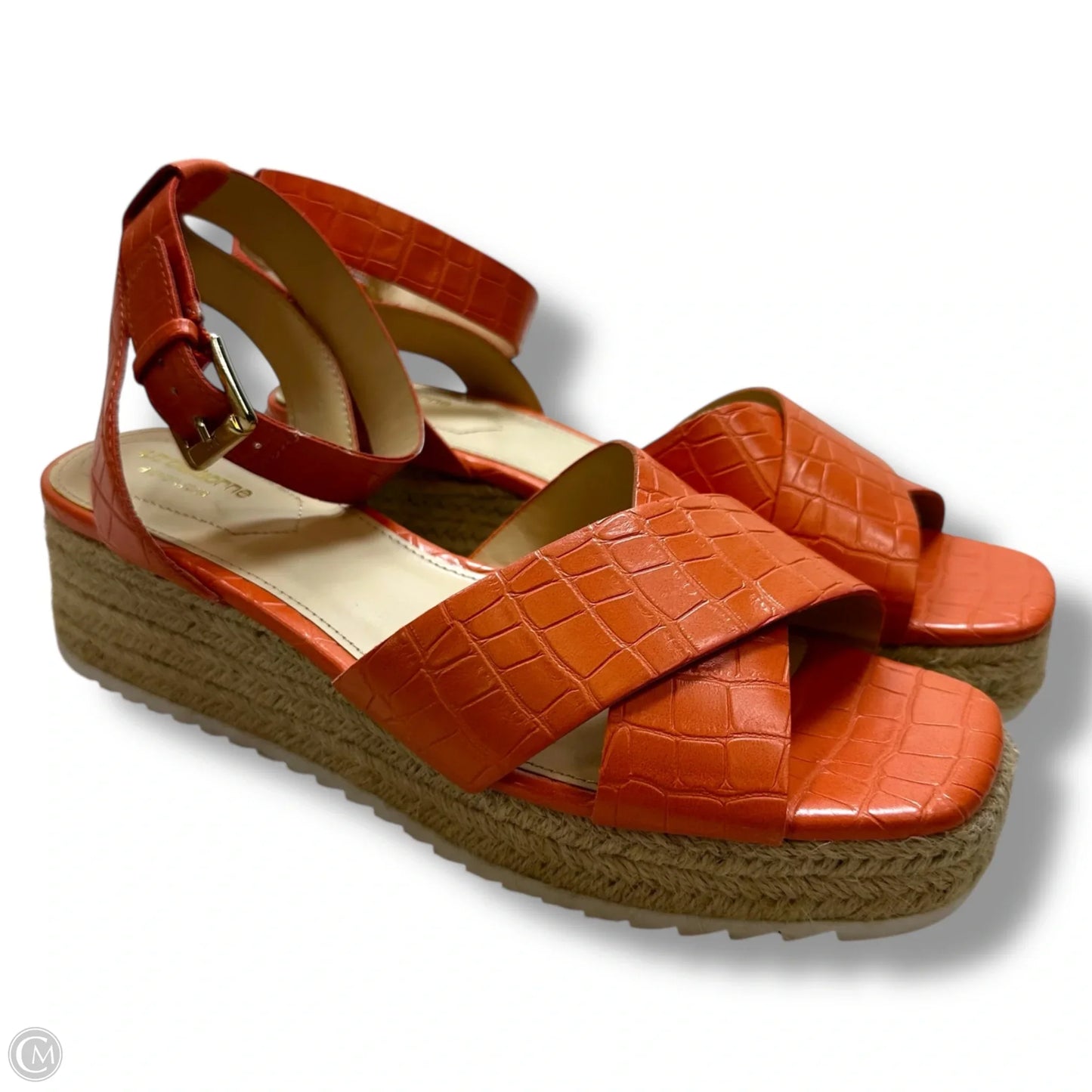 Sandals Heels Platform By Liz Claiborne In Peach, Size: 9