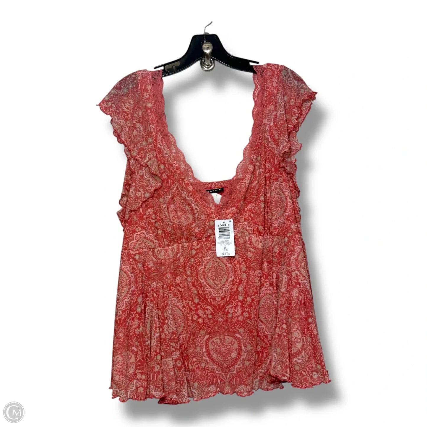 Top Short Sleeve By Torrid In Coral, Size: 2x