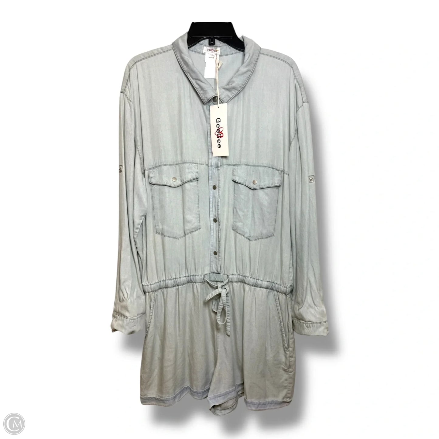 Romper By Clothes Mentor In Blue Denim, Size: 1x