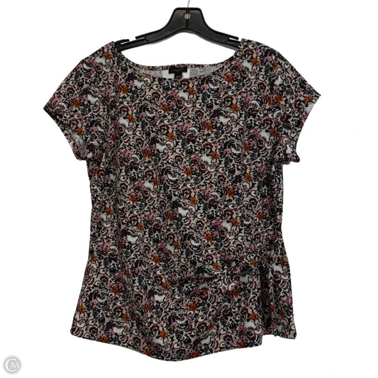 Top Short Sleeve By Ann Taylor In Floral Print, Size: L