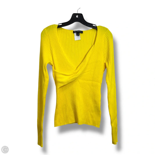 Top Long Sleeve By Inc In Yellow, Size: M