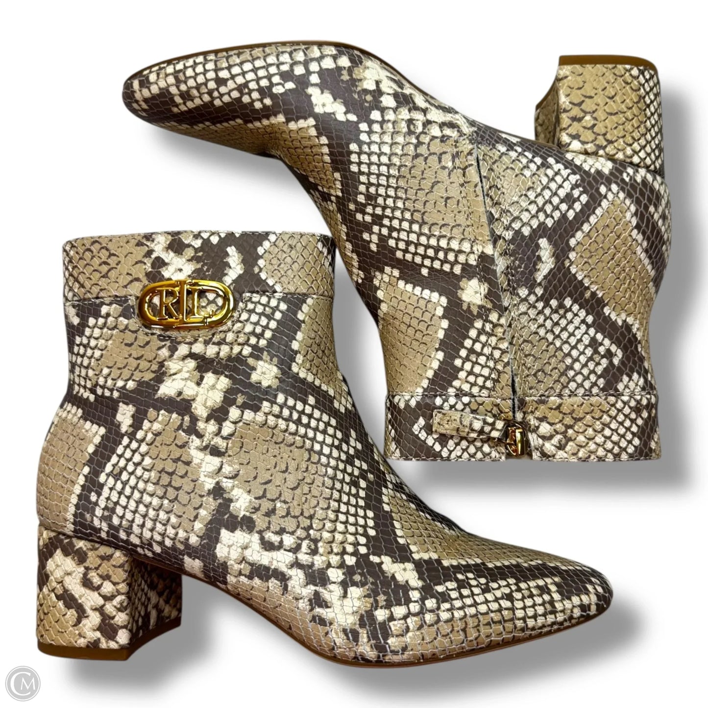 Boots Ankle Heels By Lauren By Ralph Lauren In Snakeskin Print, Size: 8.5
