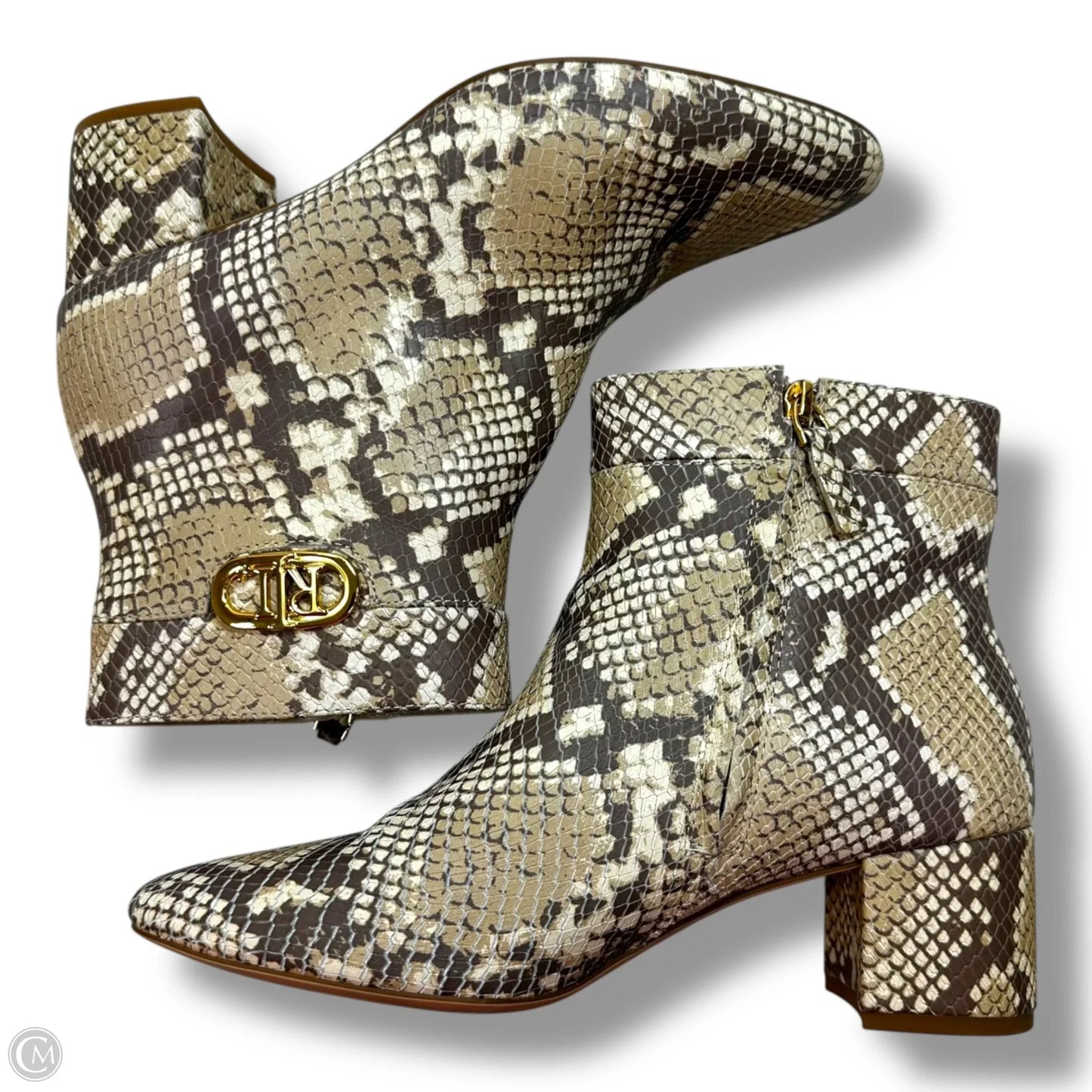 Boots Ankle Heels By Lauren By Ralph Lauren In Snakeskin Print, Size: 8.5
