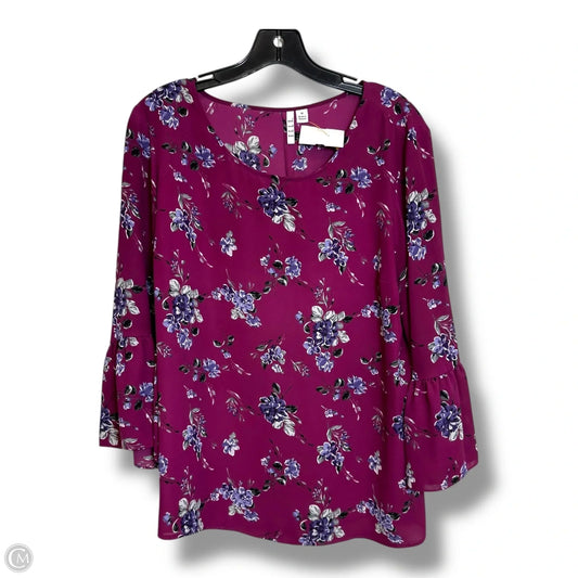 Top Long Sleeve By Elle In Floral Print, Size: M