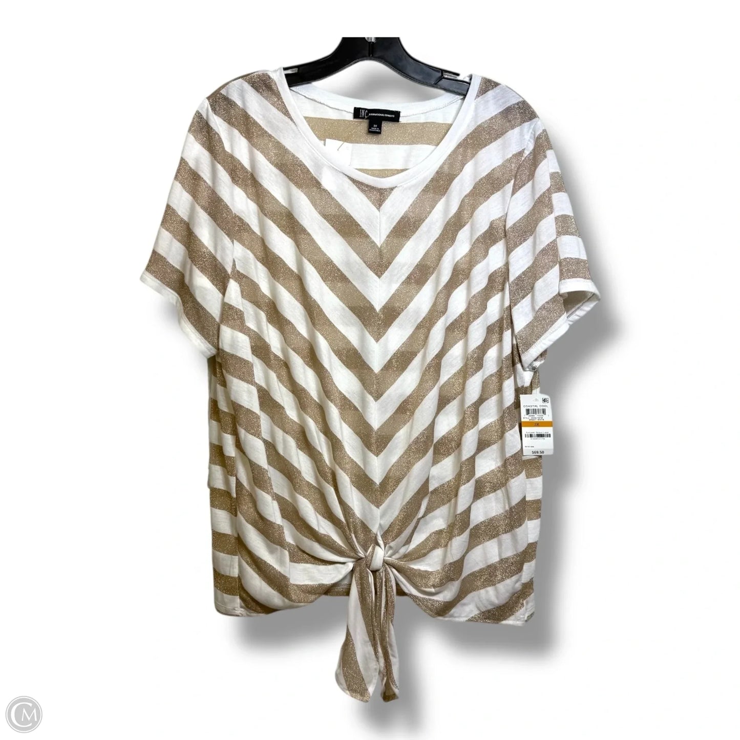 Top Short Sleeve By Inc In Gold, Size: 3x
