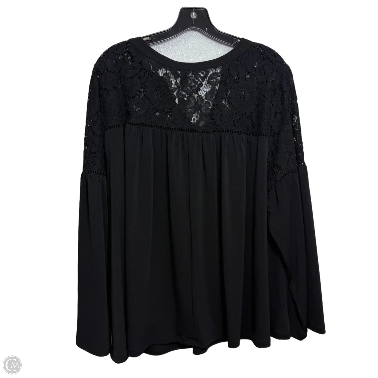 Top Long Sleeve By Chaps In Black, Size: 1x