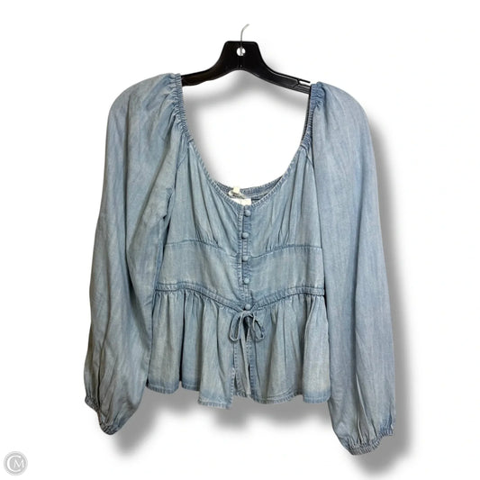 Top Long Sleeve By Aerie In Blue Denim, Size: M