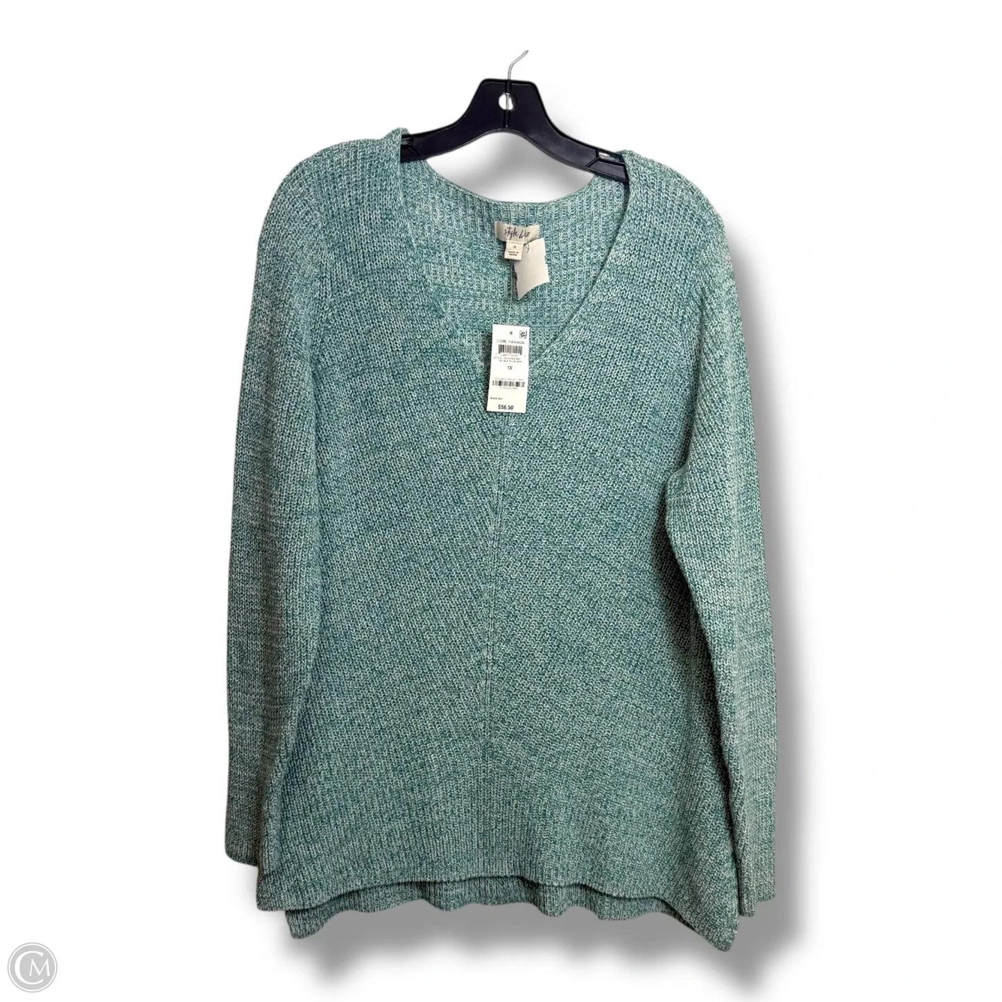Sweater By Style And Company In Aqua, Size: 1x