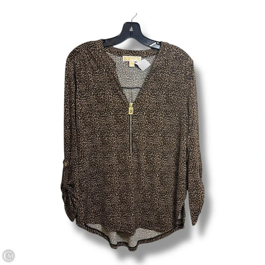 Top Long Sleeve By Michael By Michael Kors In Animal Print, Size: L