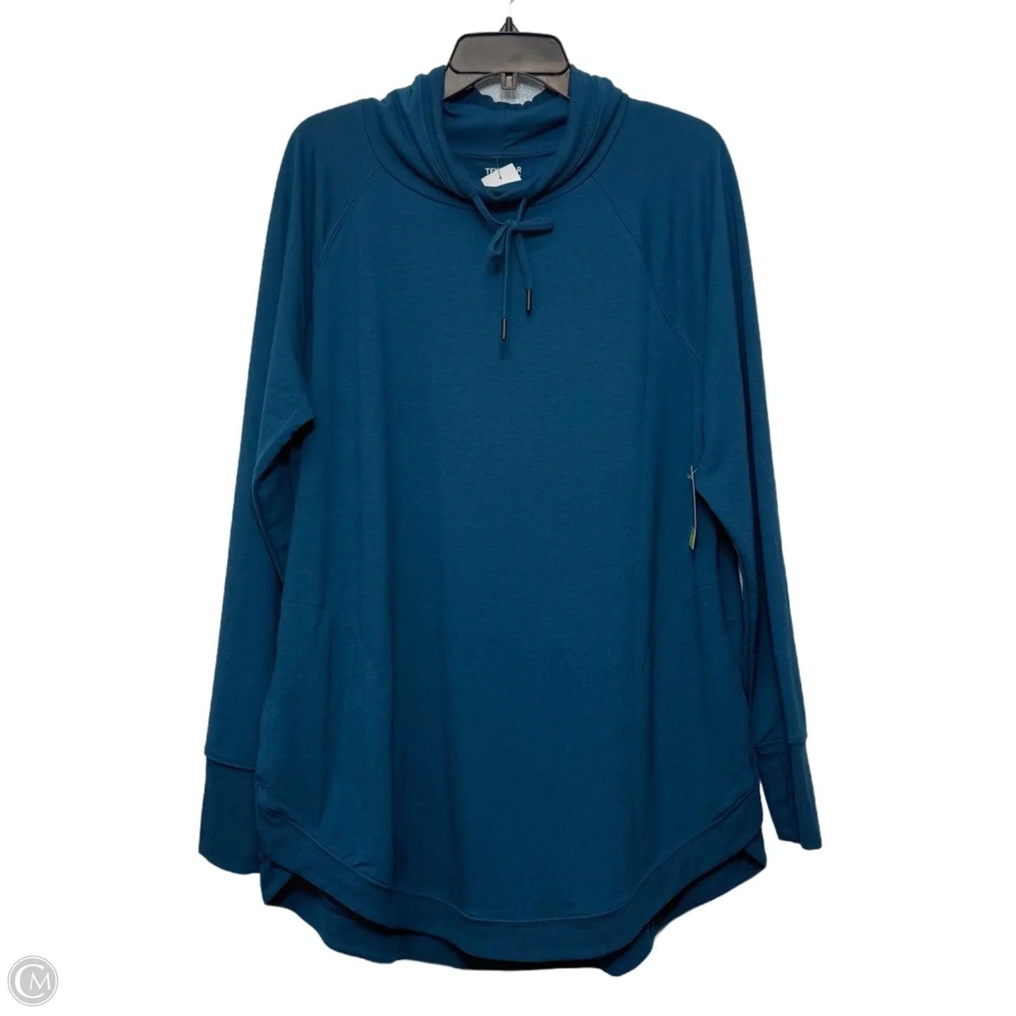 Athletic Top Long Sleeve Collar By Tek Gear In Teal, Size: Xl