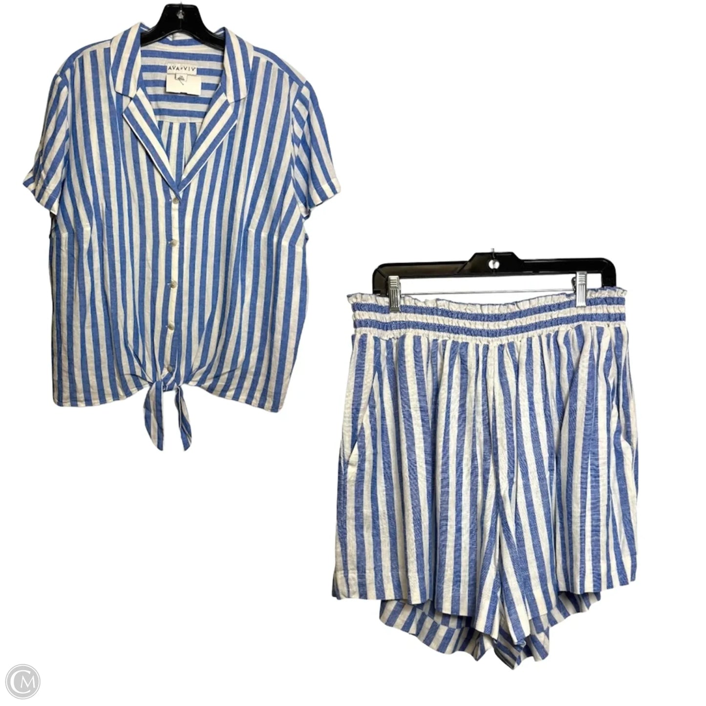 Shorts Set By Ava & Viv In Striped Pattern, Size: 1x