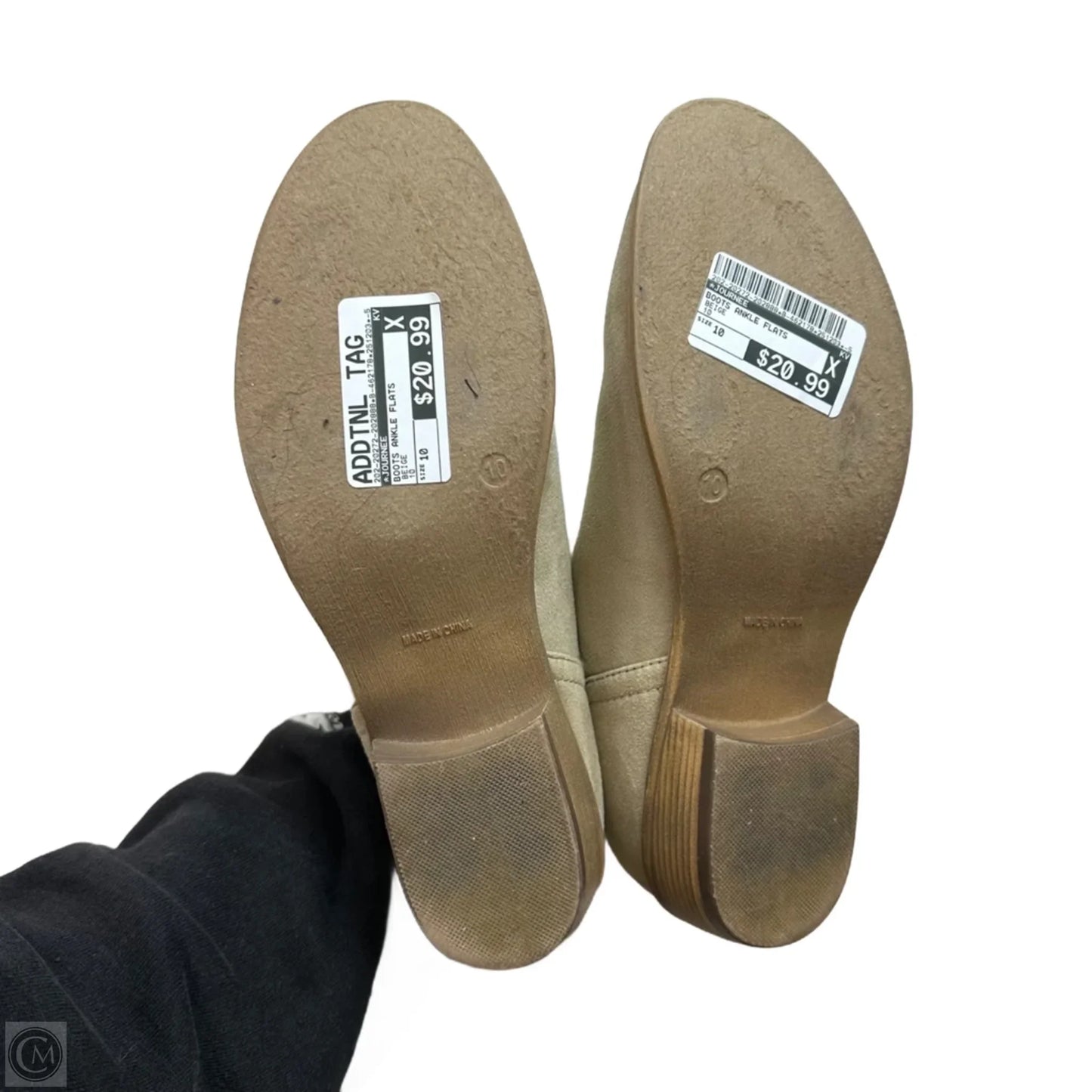 Boots Ankle Flats By Journee In Beige, Size: 10