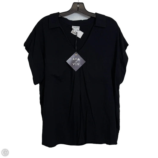 Top Short Sleeve By Ava & Viv In Black, Size: 1x