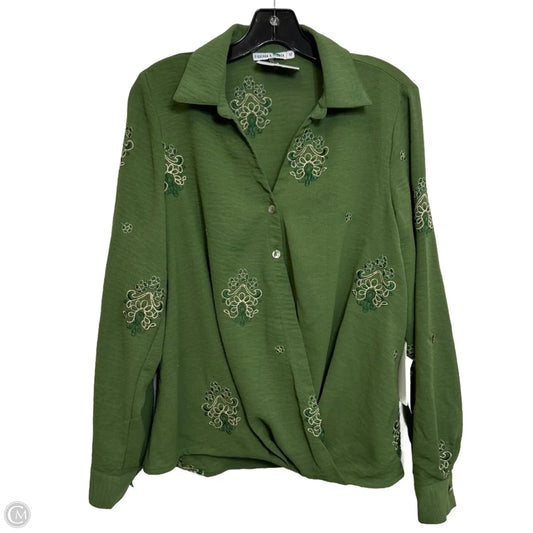 Top Long Sleeve By Figuero & Flower In Green, Size: M