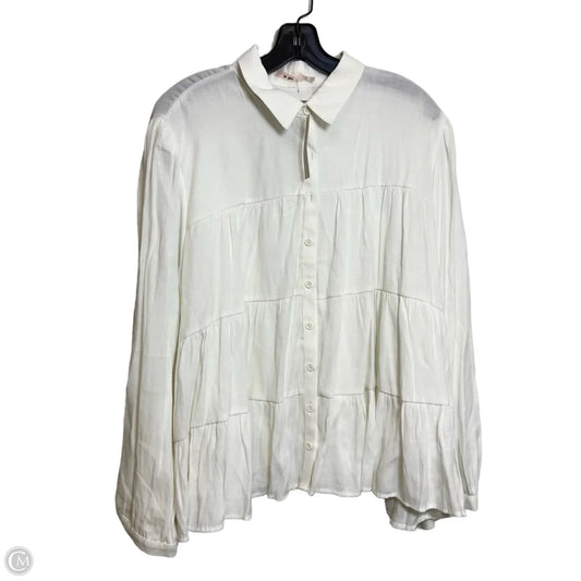 Top Long Sleeve By Miami In White, Size: 3x
