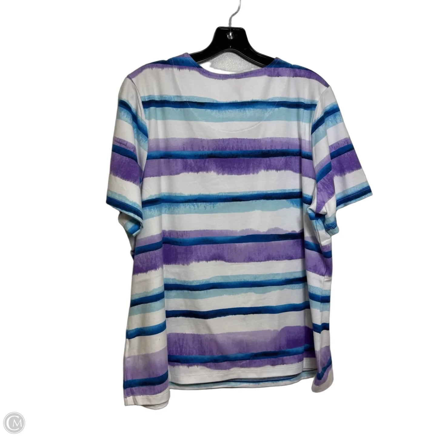 Top Short Sleeve Basic By Denim And Co Qvc In Blue, Size: Xl