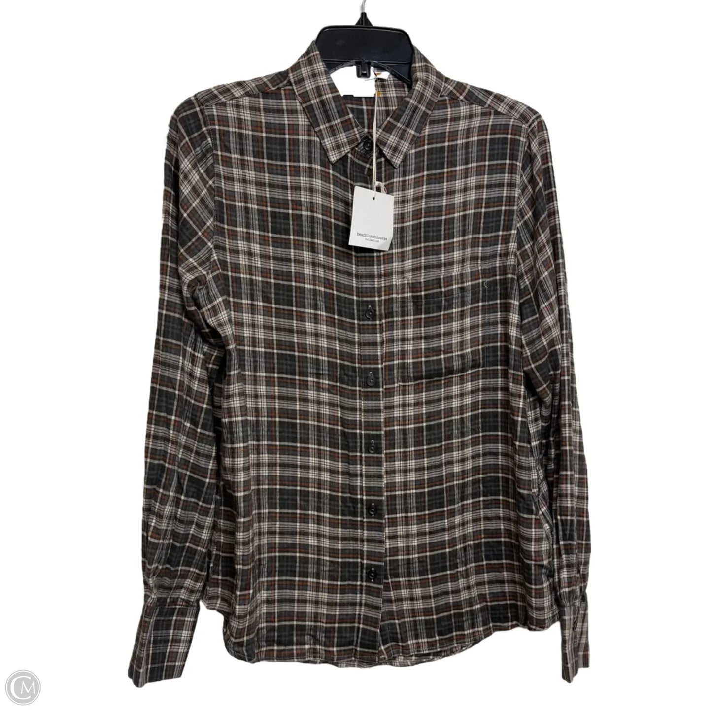 Top Long Sleeve By Beachlunchlounge In Plaid Pattern, Size: M