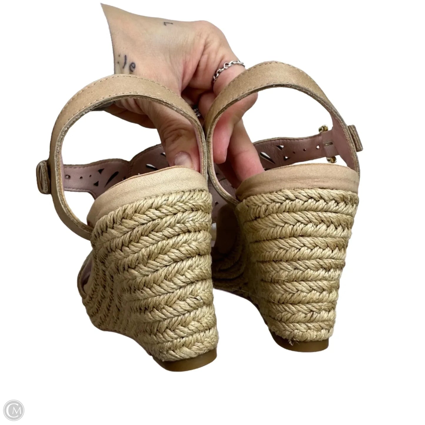 Sandals Heels Wedge By Taryn Rose In Tan, Size: 7.5
