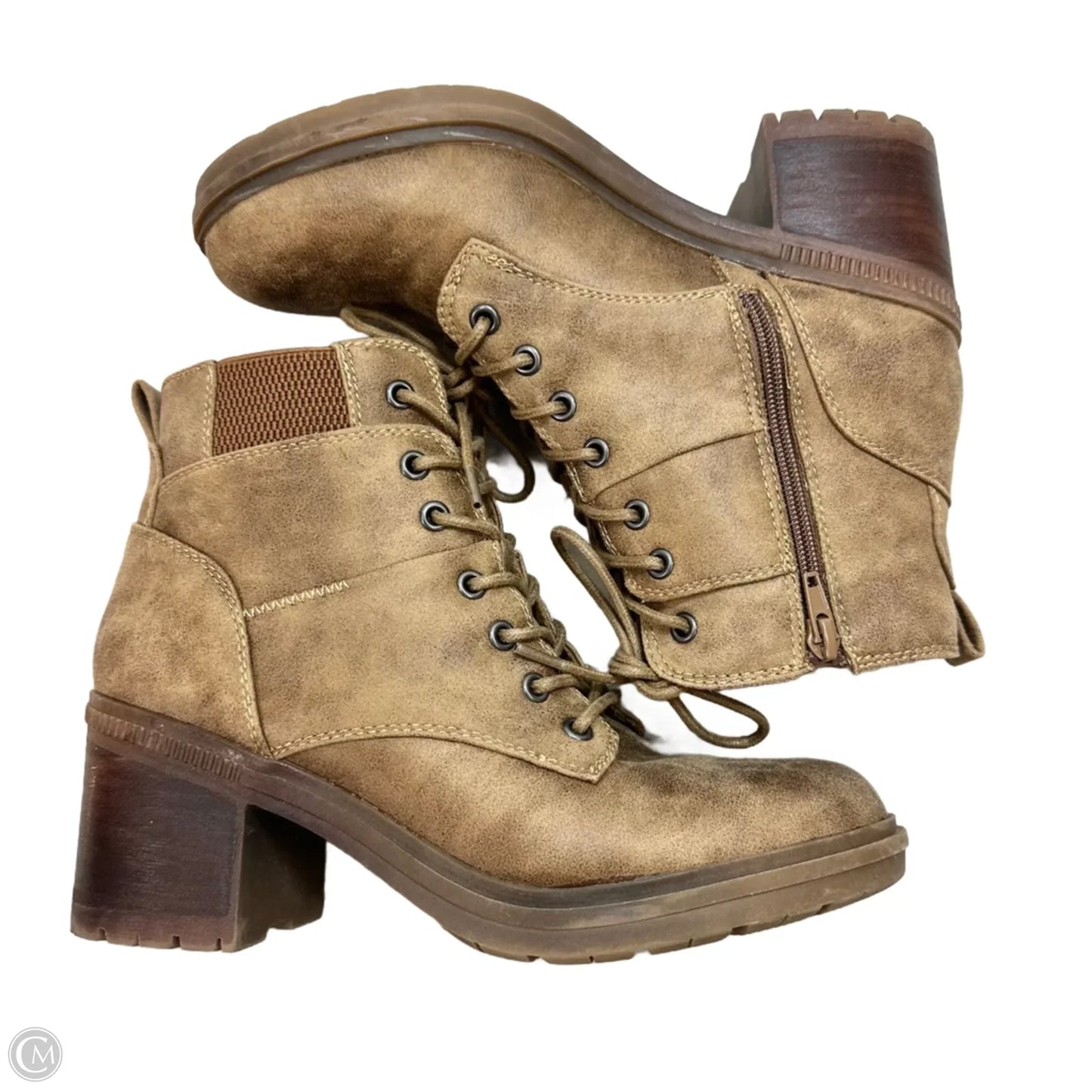 Boots Ankle Heels By Crown Vintage In Tan, Size: 9.5