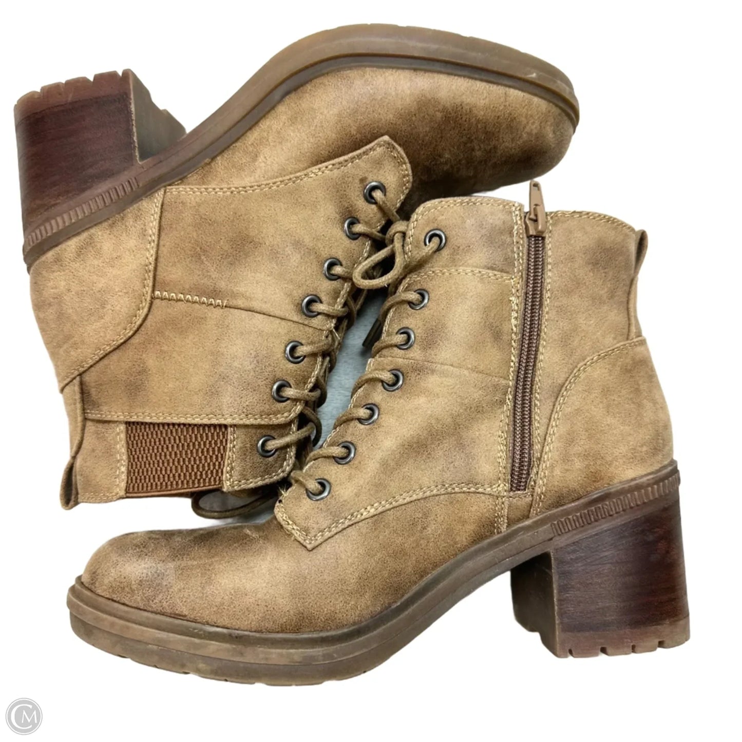 Boots Ankle Heels By Crown Vintage In Tan, Size: 9.5