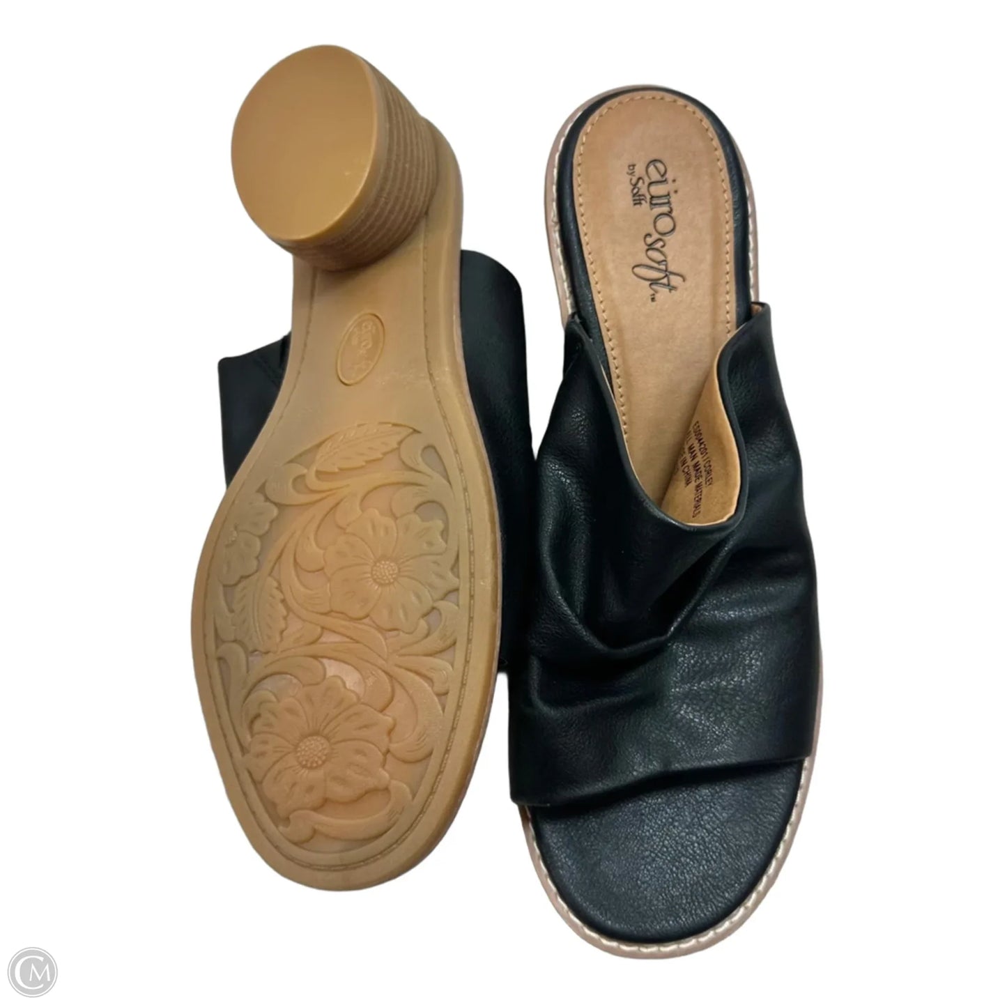 Sandals Heels Block By Clothes Mentor In Black, Size: 8