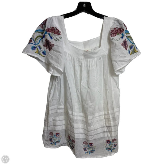Top Short Sleeve By Anthropologie In White, Size: Xs