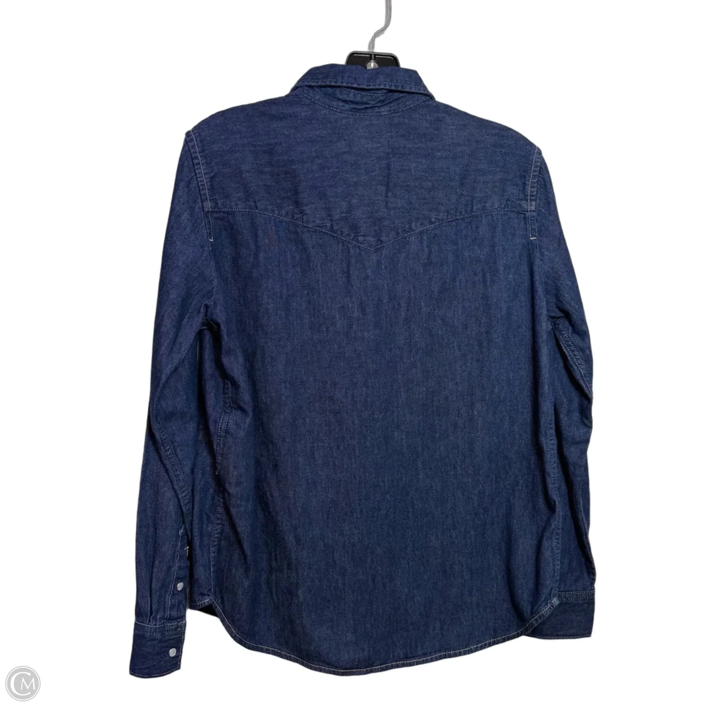 Top Long Sleeve By Levis In Blue Denim, Size: M