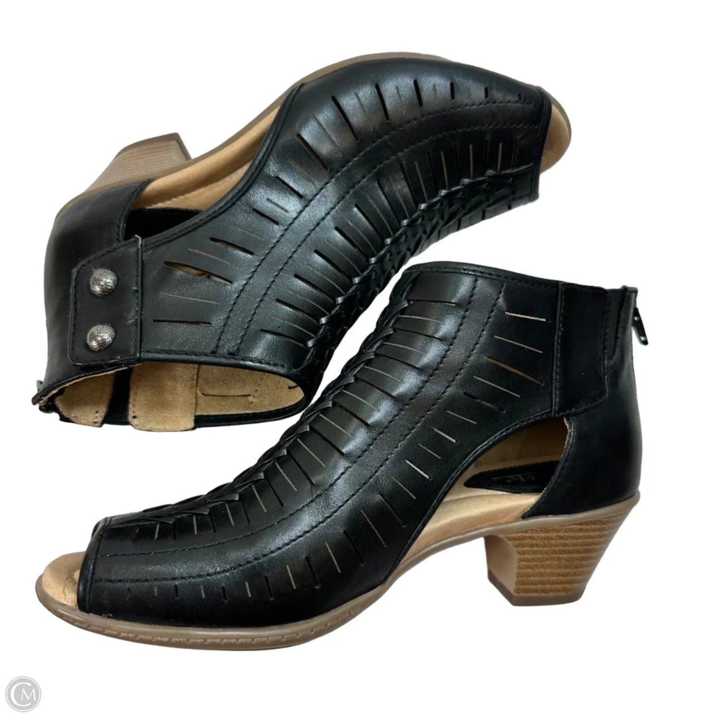 Sandals Heels Block By Earth In Black, Size: 7